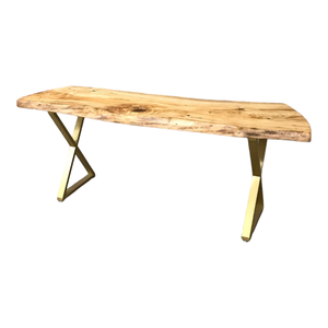 1000 Tulip Slab Desk With Gold X-Legs